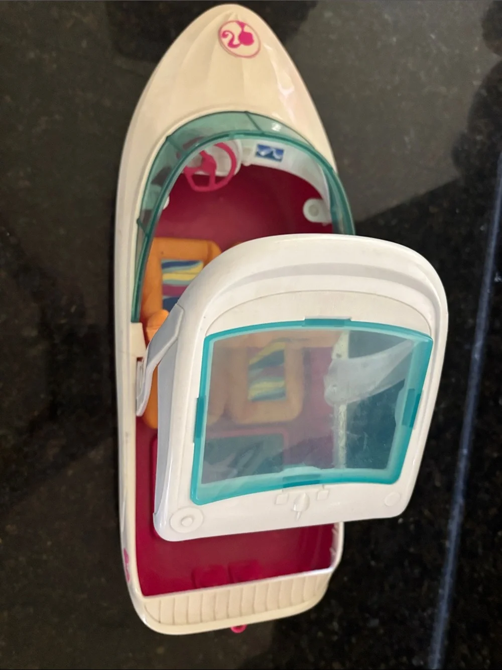 Barbie Pink, White & Teal Convertible Speedboat